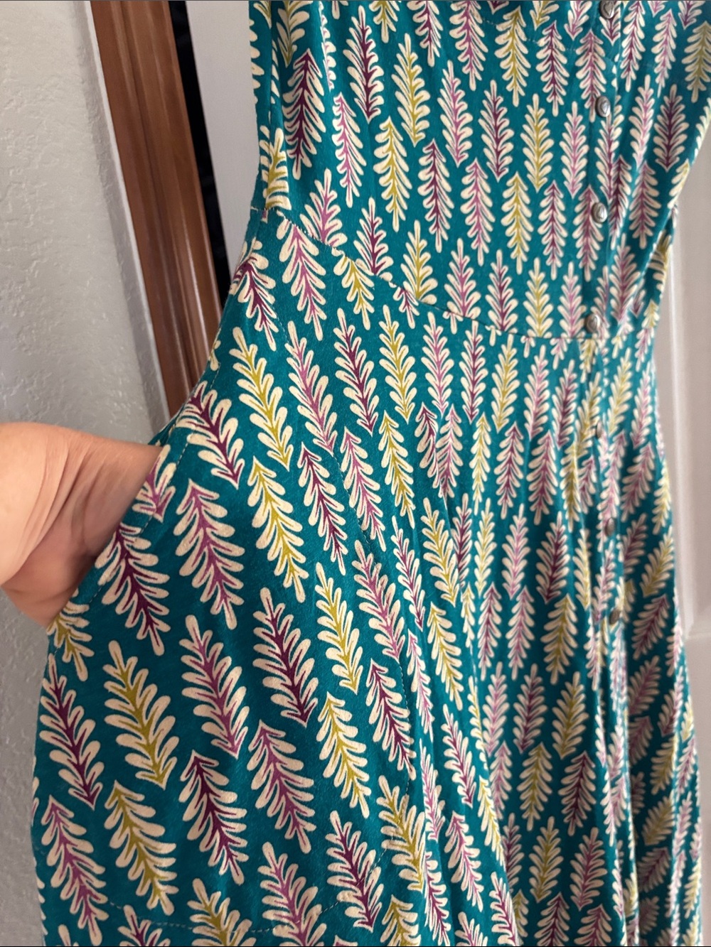 Effie's Heart Teal Floral-Print Square Neck Midi Dress - Picture 3 of 4